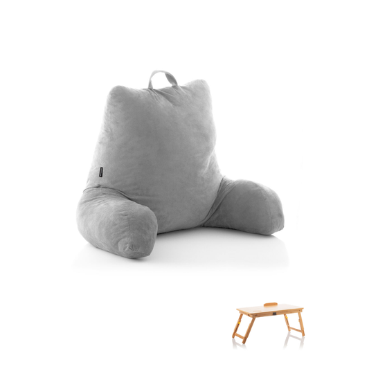 Pack Lecture & Confort — coussin de lecture Huglow avec accoudoirs et table pliante Lapwood en bambou