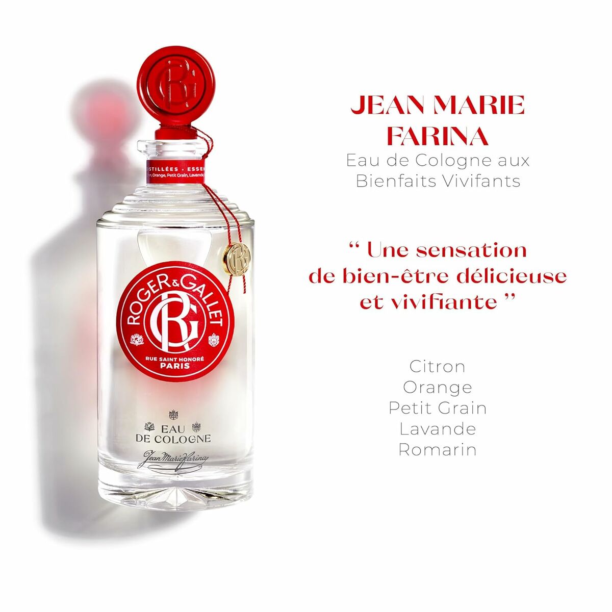 Parfum unisexe Roger & Gallet Jean‑Marie Farina en eau de Cologne pour une fraîcheur aromatique classique.