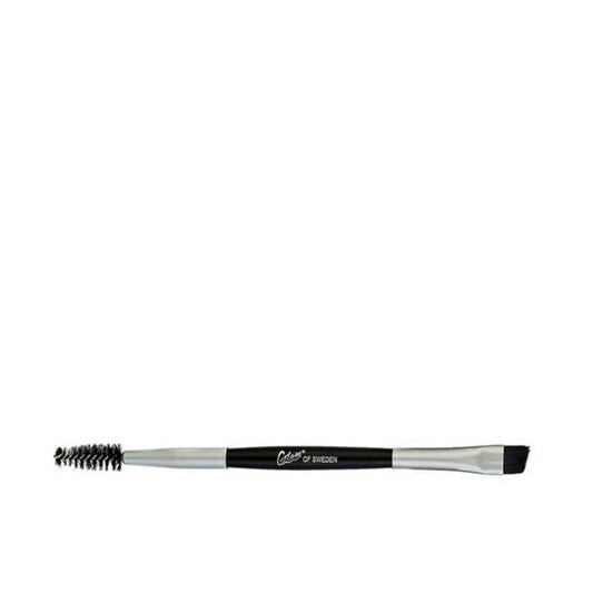 Peigne à sourcils double face en plastique noir pour structurer et discipliner les sourcils.