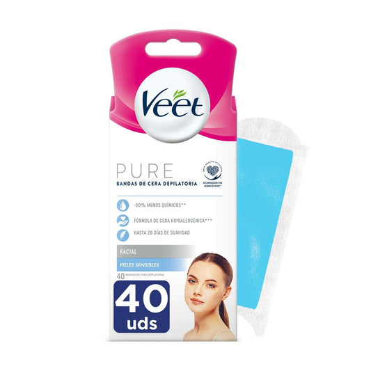 Bandes épilatoires faciales Veet Pure peau sensible pour épilation précise du visage