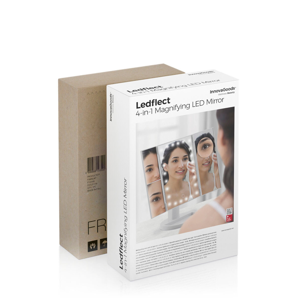 Miroir grossissant LED 4‑en‑1 Ledflect InnovaGoods – accessoire beauté éclairant