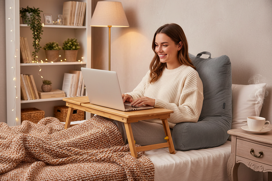 Pack Lecture & Confort Harmonialife — Coussin Huglow + Table pliante Lapwood