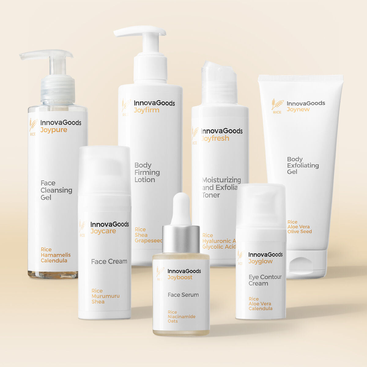 Pack visage et corps Rice InnovaGoods soins vegan à base de riz