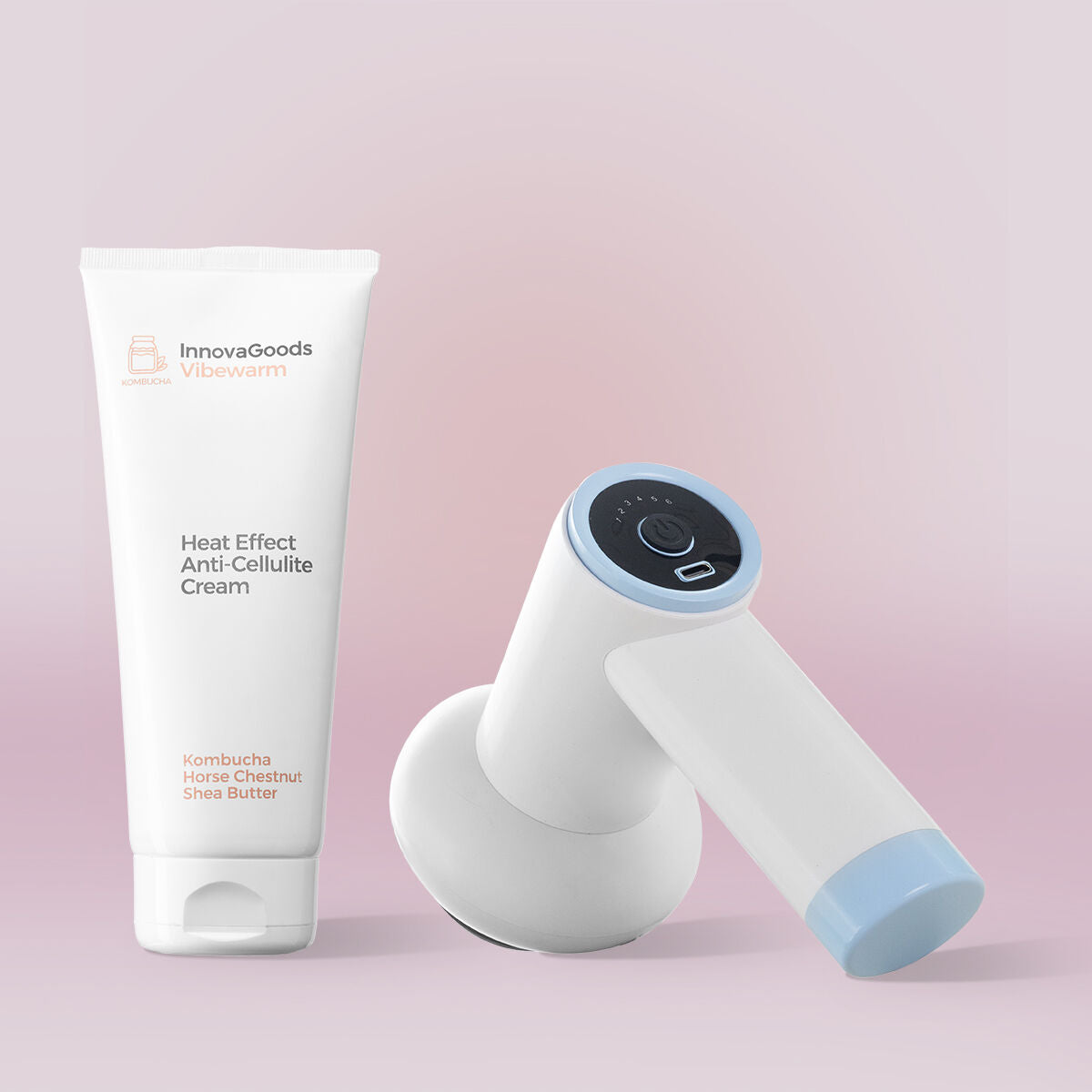 Pack traitement anticellulite tonifiant Kombucha InnovaGoods avec masseur et lotion corporelle